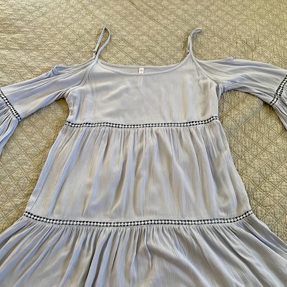Sterling blue cotton dress with straps and bell sleeves - never worn